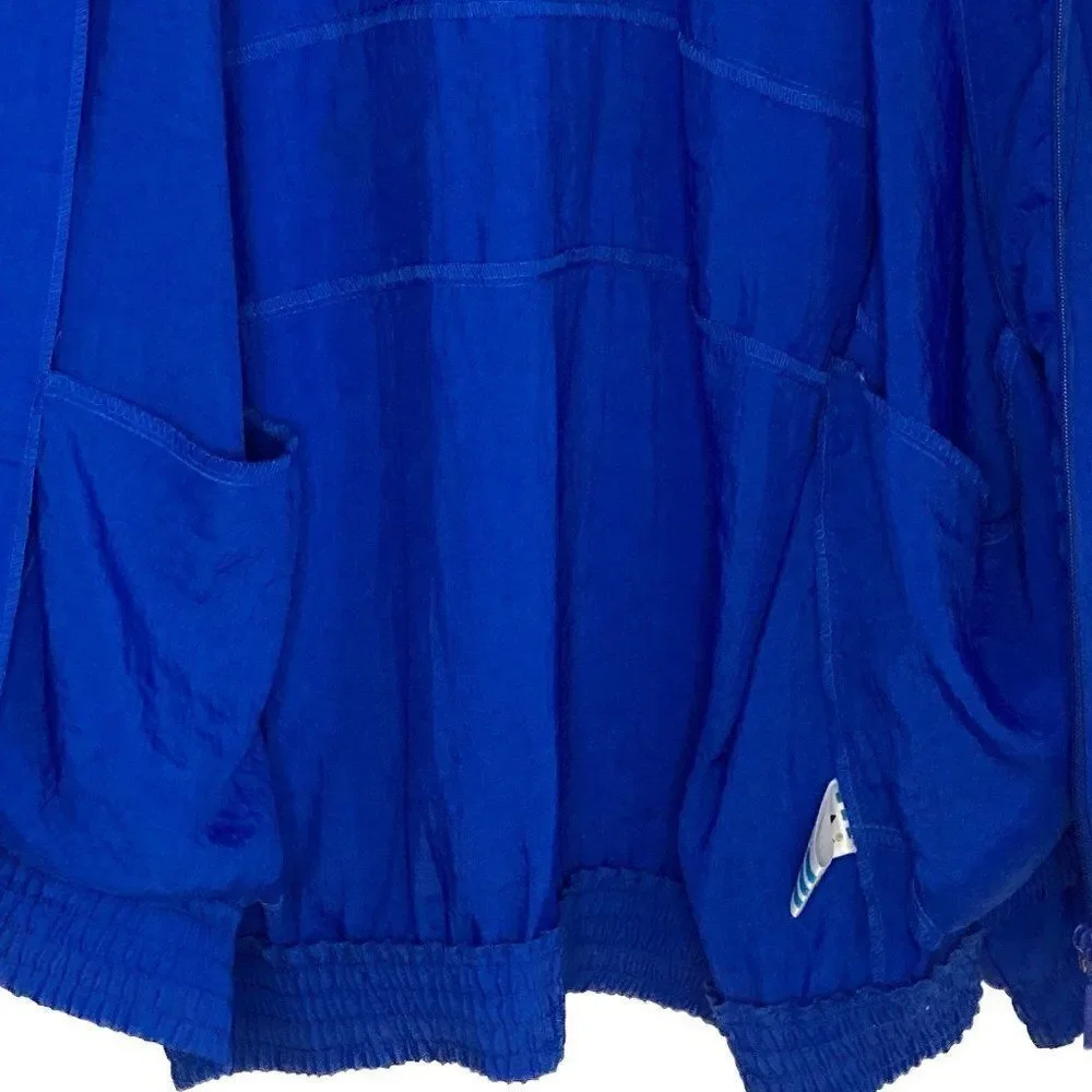 Vintage Adidas Blue Three Black Stripes Full Zip Windbreaker Jacket Size Large